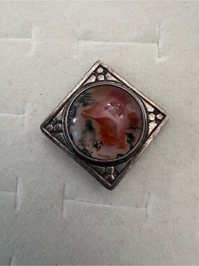 John Hart Iona  Sterling Silver Scottish Moss Agate Brooch  1961 hallmarked